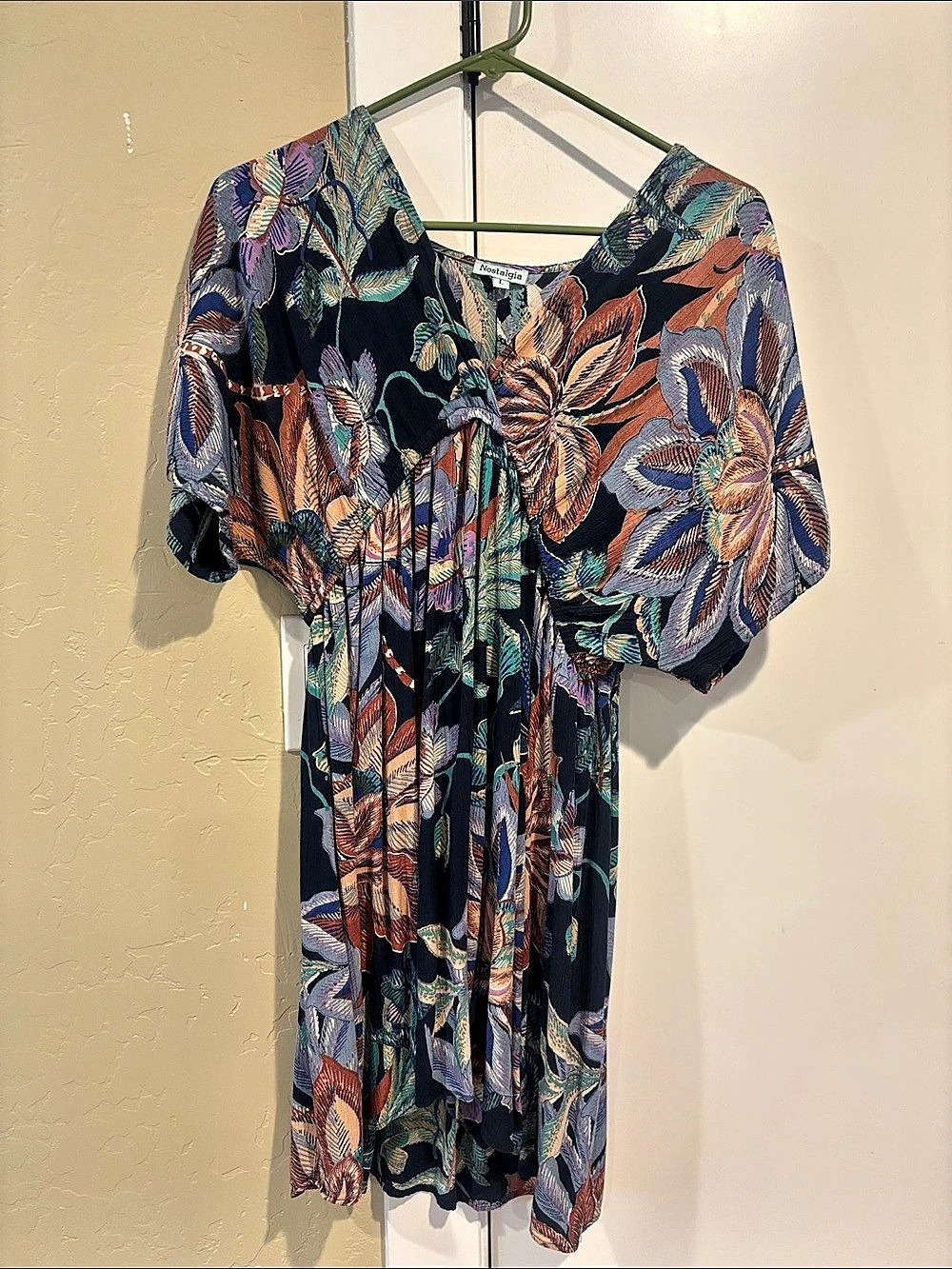 Nostalgia Floral Midi Dress in Blue & Multicolor